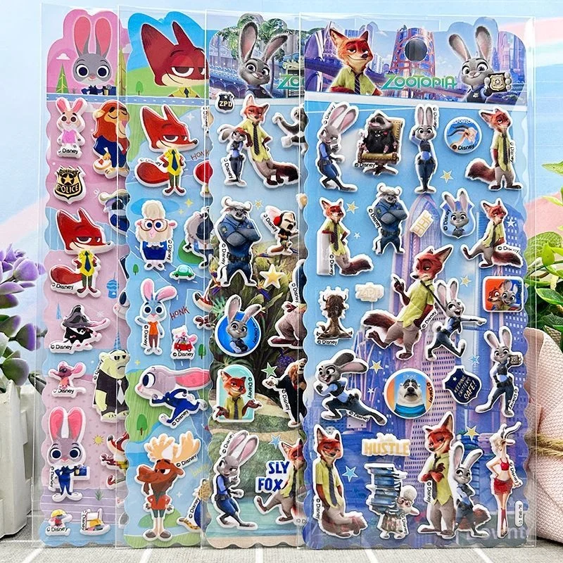 Disney Zootopia Judy Nick Clawhauser 3D Driedimensionale Schuimstickers Plakboek Helm Opbergdoos Decoratie Meisje Paar Cadeau