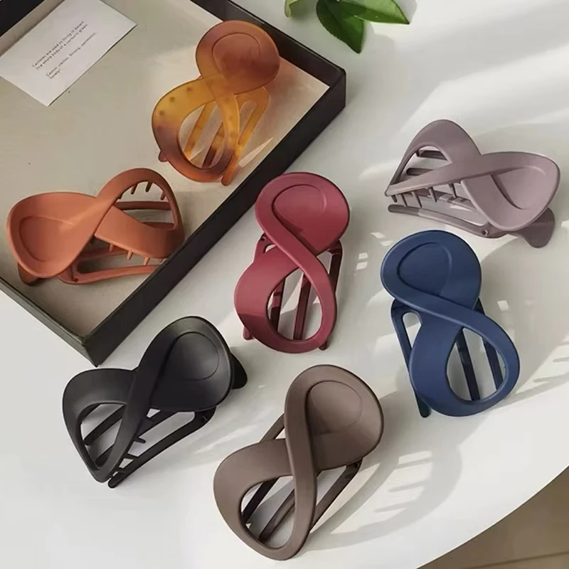 Fried Dough Twists Large Jelly Cross Shark Hair Clip Plastic Clear Geometric Elegant Hair Claw Crab Women Girl Thick Hair Summer