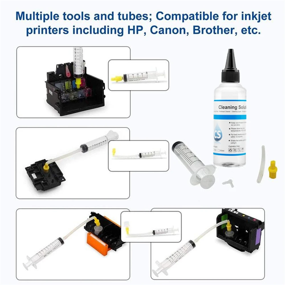 Printhead DTF INK Repair Cleaning Solution Kits Print Head Clean Tool Sets For Inkjet printers including HP Canon Epson Brother