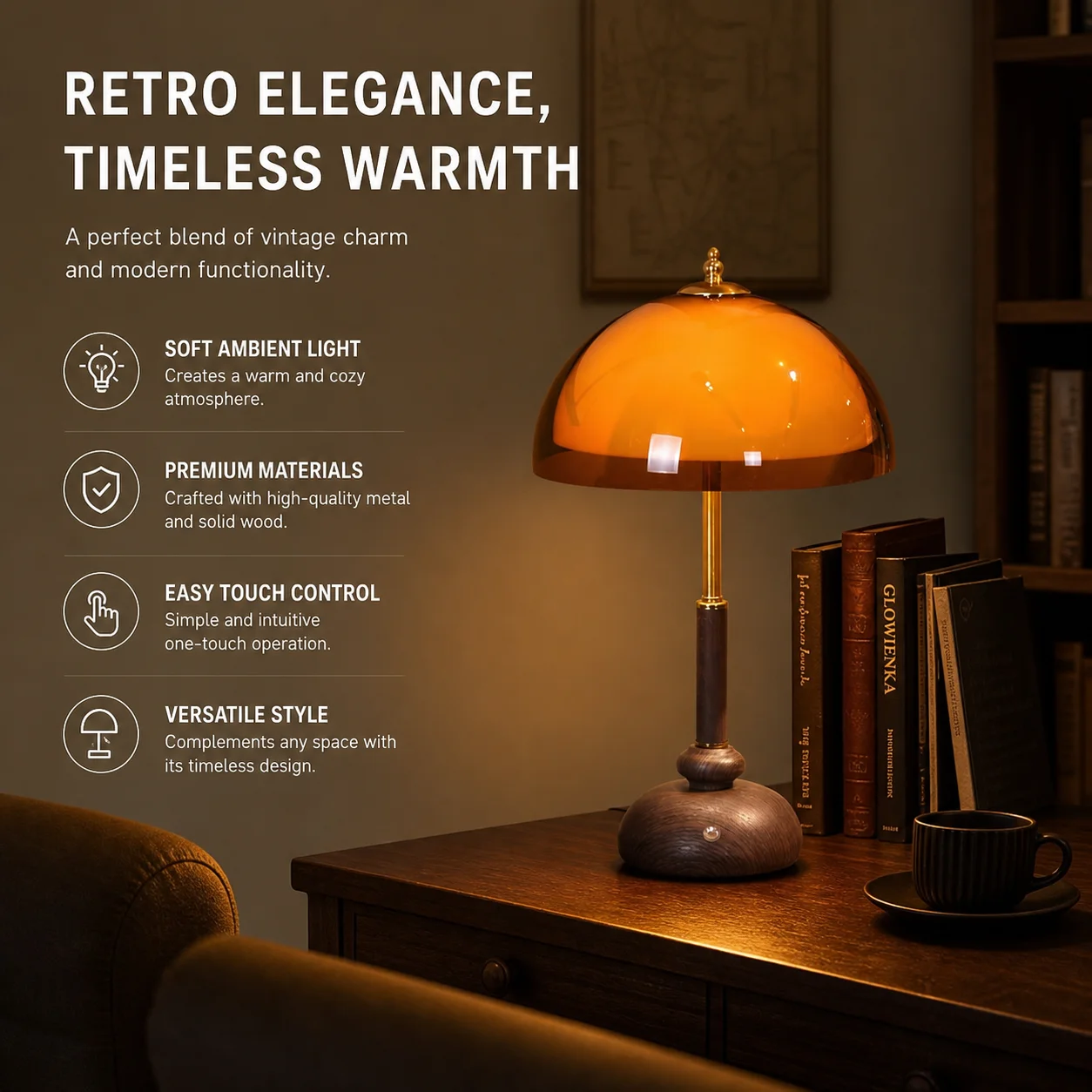 WWPPU French Mid-century Table Lamp, Bedroom Desktop Retro Simple Decor Light