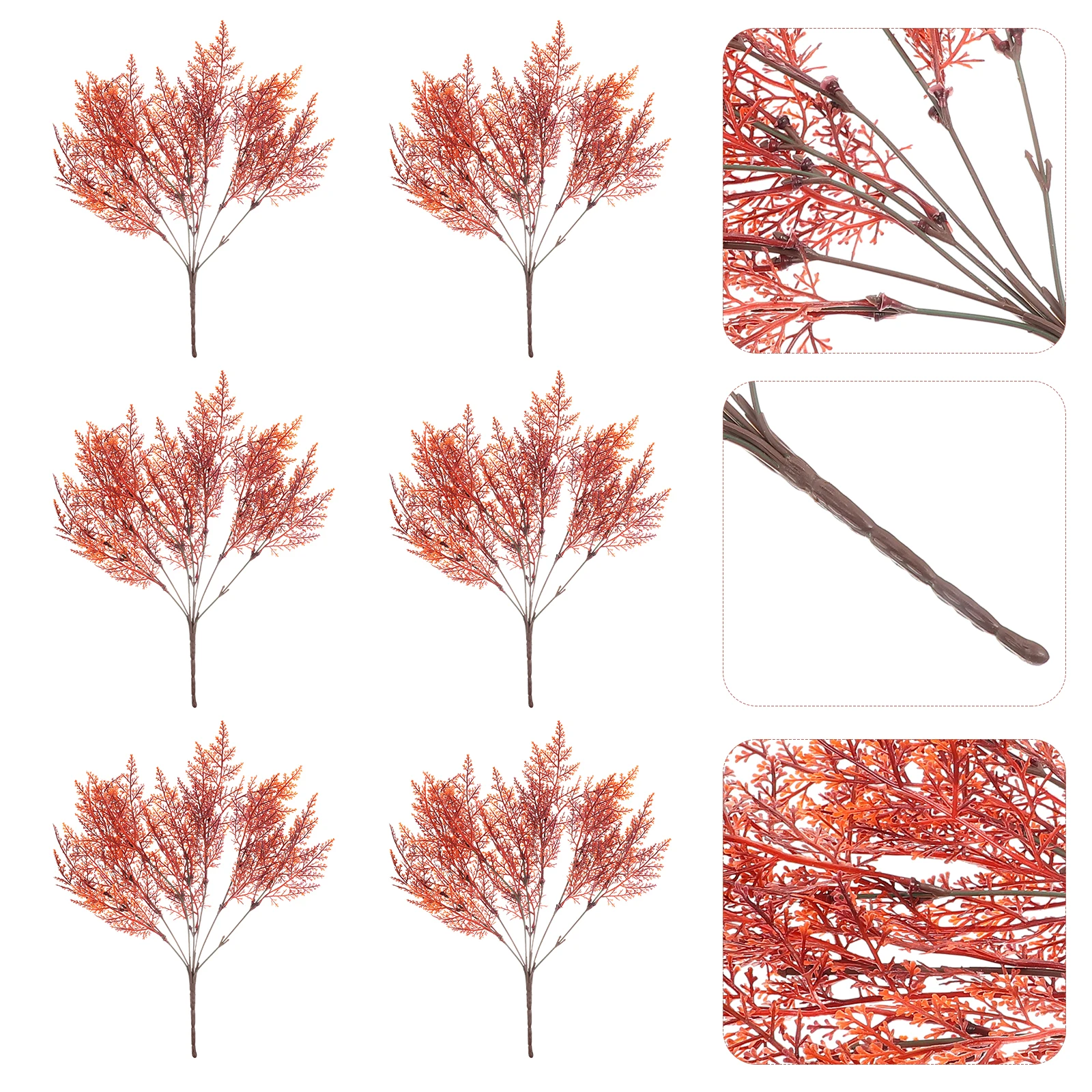 

6pcs Artificial Fern Plants Branches Simulation Leaves Vase Filler For Home Decor Wedding Party Photo Props Fake Greenery