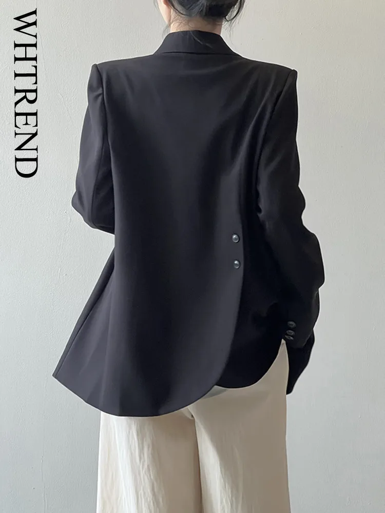 

WHTREND Irregular Back Split Blazer For Women 2025 Autumn New Fashion High End Jacket Coat WH1802