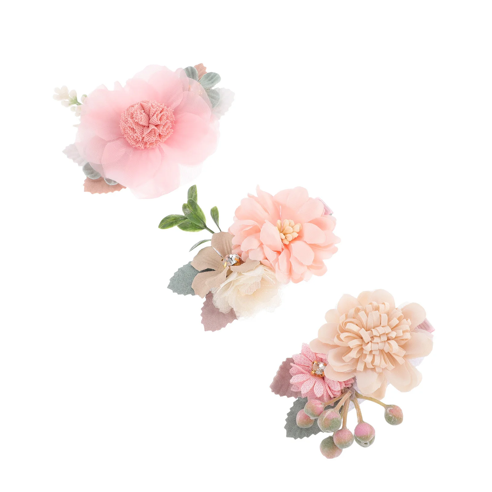

3pcs Simulation Hairpins For Layered Fabric Floral Clips Flower Hairpins Diy Wedding Party Photo Accessory