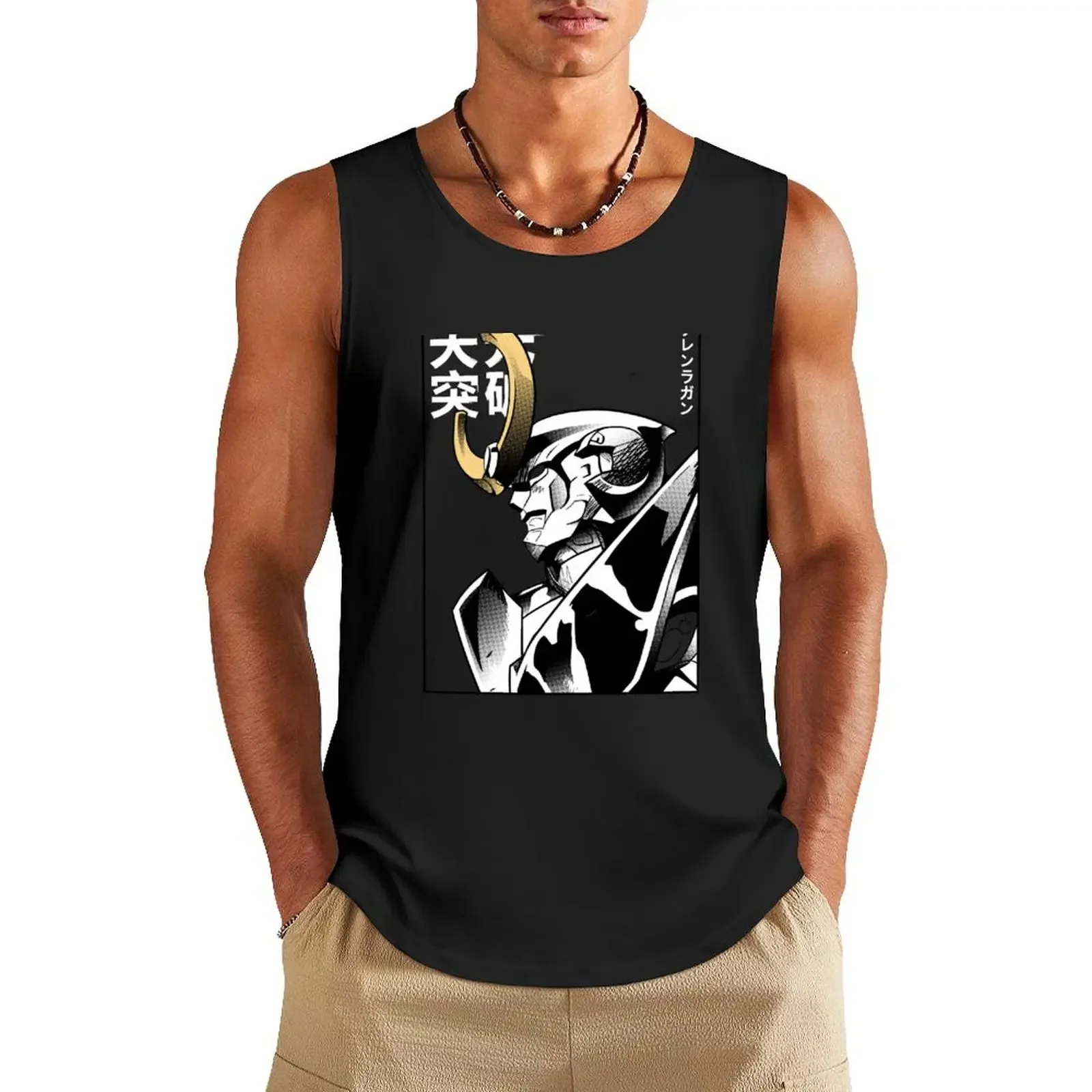 Tengen Toppa Gurren Lagann Red Tank Top clothes for men summer T-shirts men