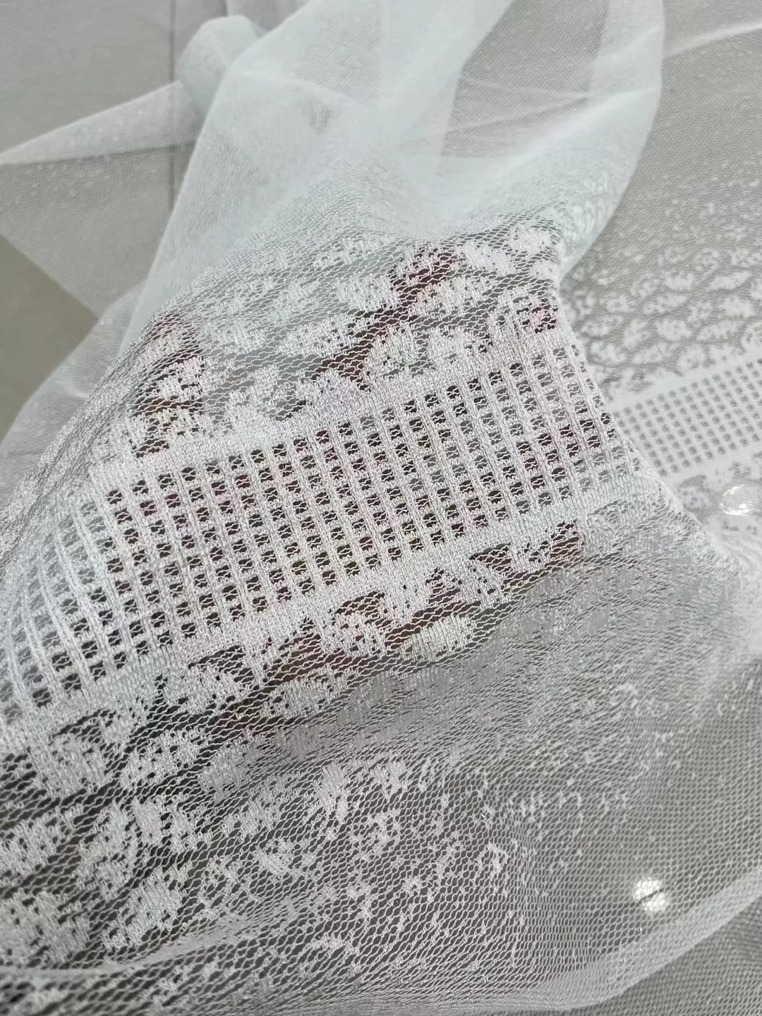 1PC Golden Branches Jade Leaves Warp Knitted Window Curtains Hotel and Guesthouse Engineering Screens Light Luxury Furnishings