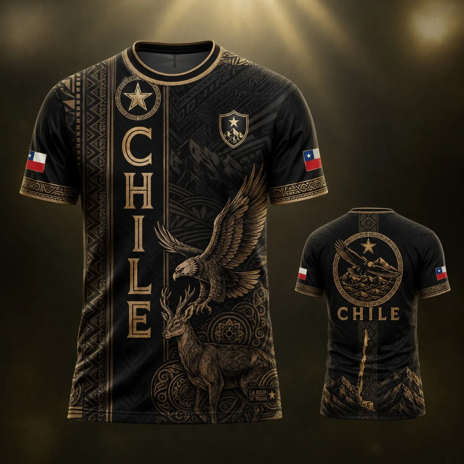 Mens Crew Neck Tee Shirt Chile Ivory Gray Eagle Mountain Graphic Short Sleeves Casual Street Outdoor Team Style Top Wear Tee New