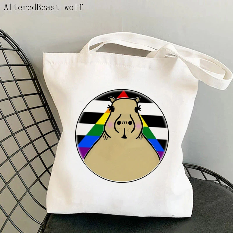 Женская милая капибара, прямая ЛГБТ-сумка в стиле Элли прайд, Холщовая Сумка для покупок в стиле Харадзюку, женская сумка