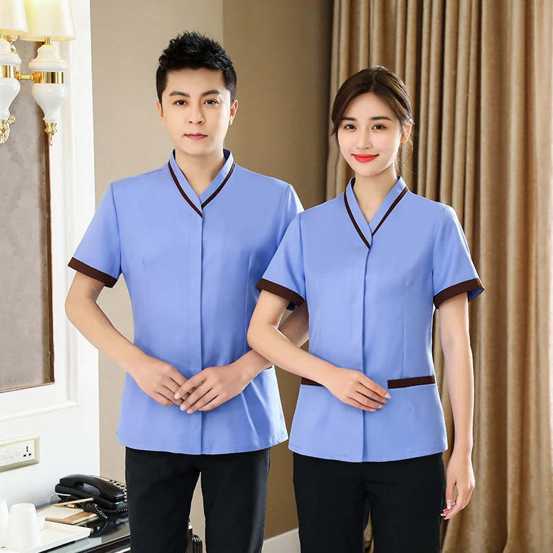 Women\'s Cleaning Work Uniforms Hotel Costume Housekeeping Waiter Clothes Restaurant Dishwasher Shirt Staff Pedicure Ladies Top