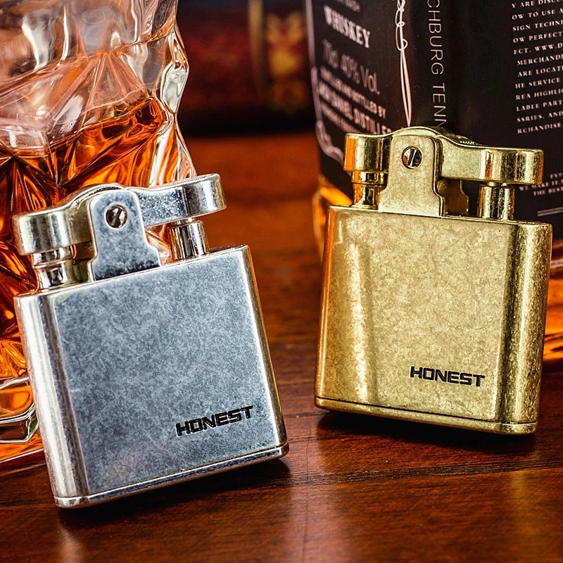 Honest Windproof Retro Copper Cigarette Cigar Lighter Mens Smoking Accessories Gadgets Metal Luxury Kerosene Lighter Waterproof