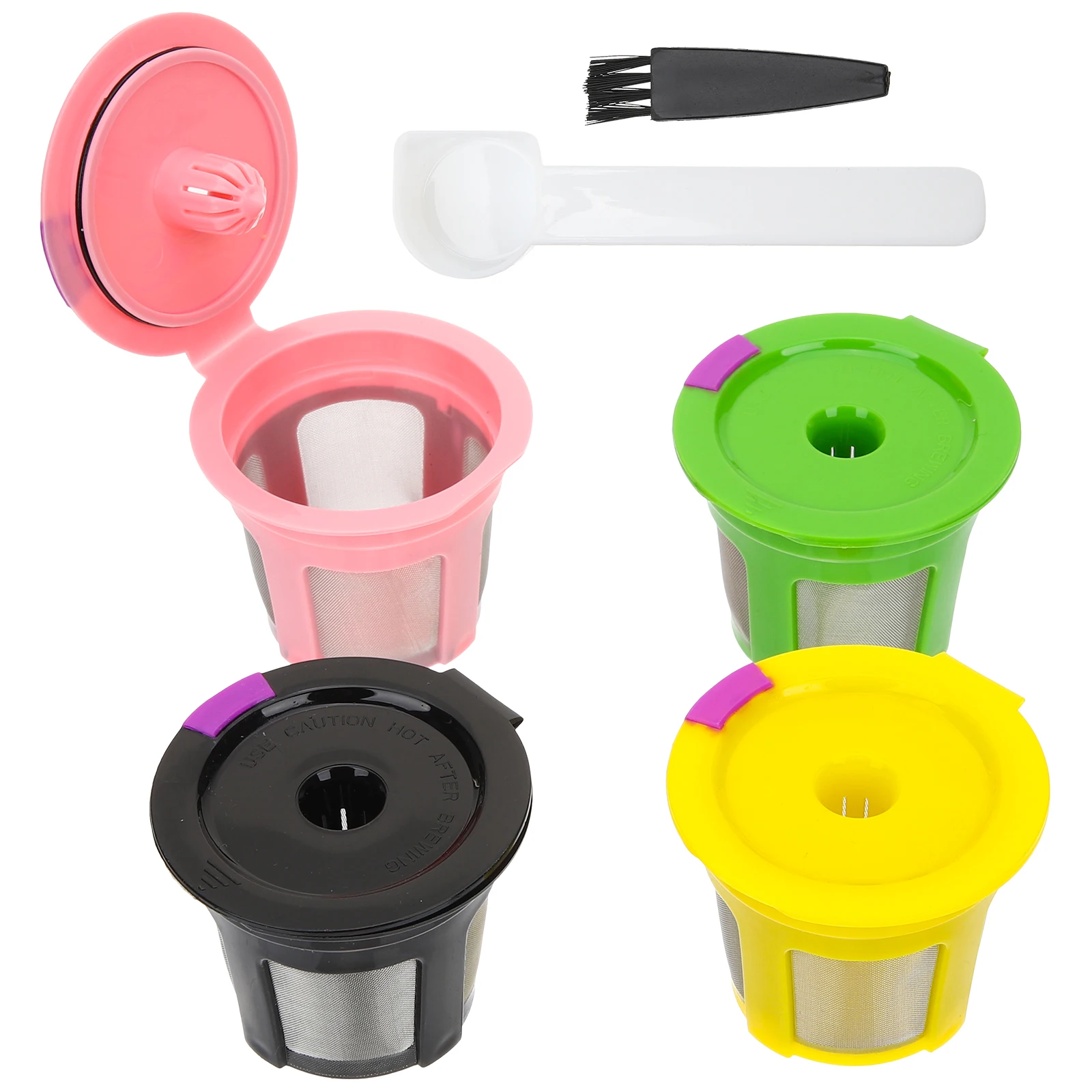 

4pcs Reusable Filter Cups Espresso Maker Refillable Plastic Capsule Leakproof Strainer Lid Coffee Machine Flavor Extraction