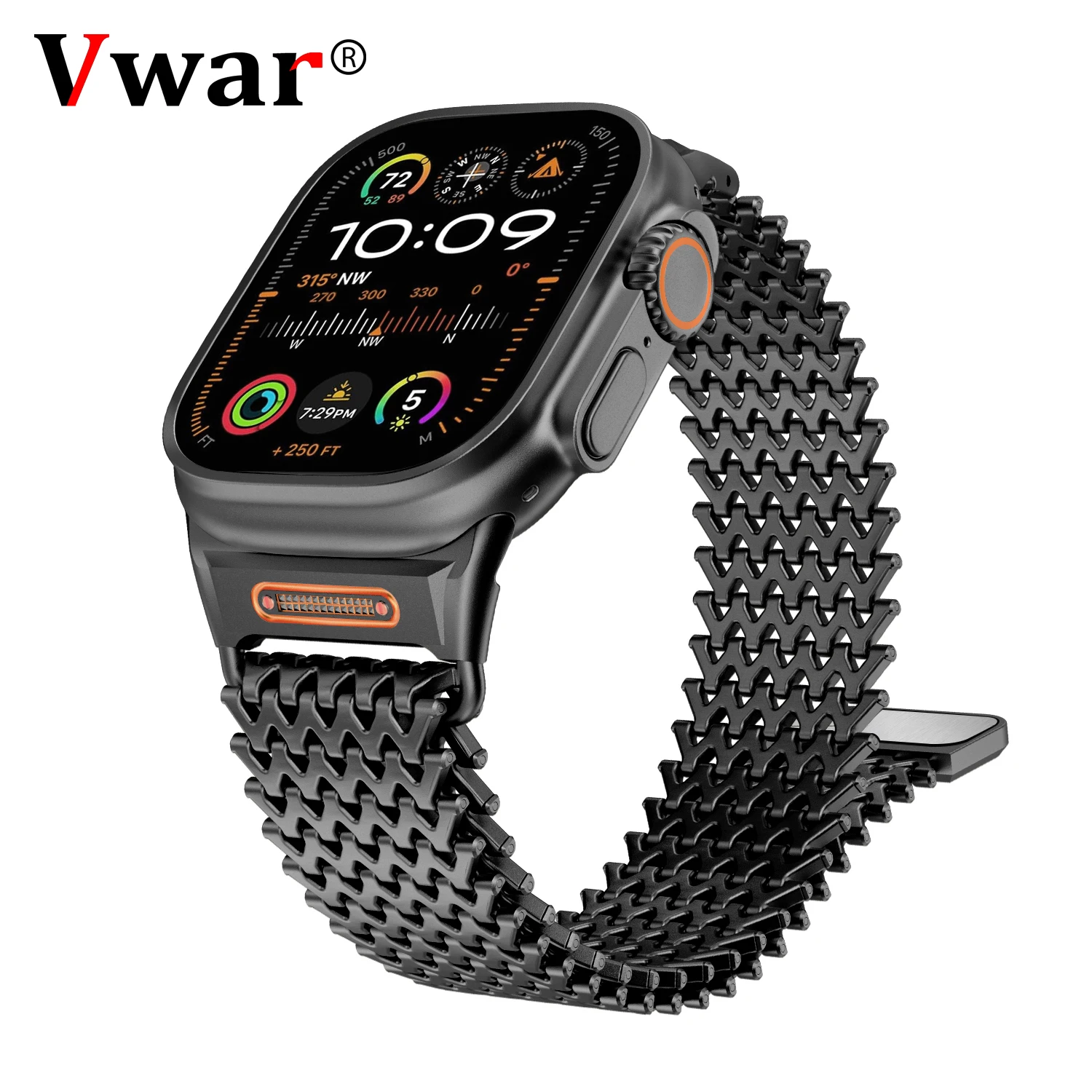 Correa de acero inoxidable de lujo VWAR para Apple Watch Band Ultra 49mm 46mm 45mm pulsera magnética de Color titanio para IWatch 10 9 se