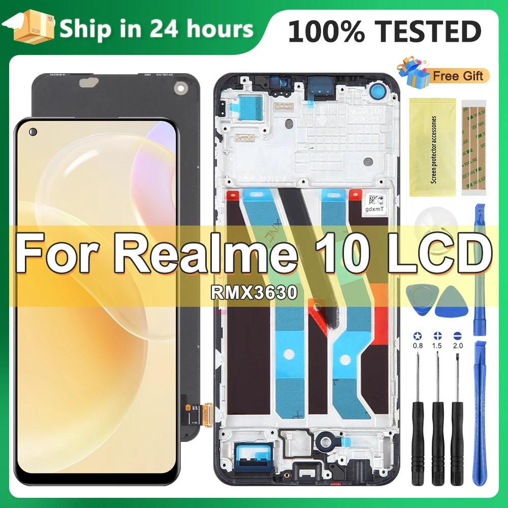 

6,4 "Оригинальный ЖК-дисплей для Realme 10 4G, сенсорный экран с рамкой, дигитайзер в сборе для Oppo Realme 10 RMX3630, сменный экран