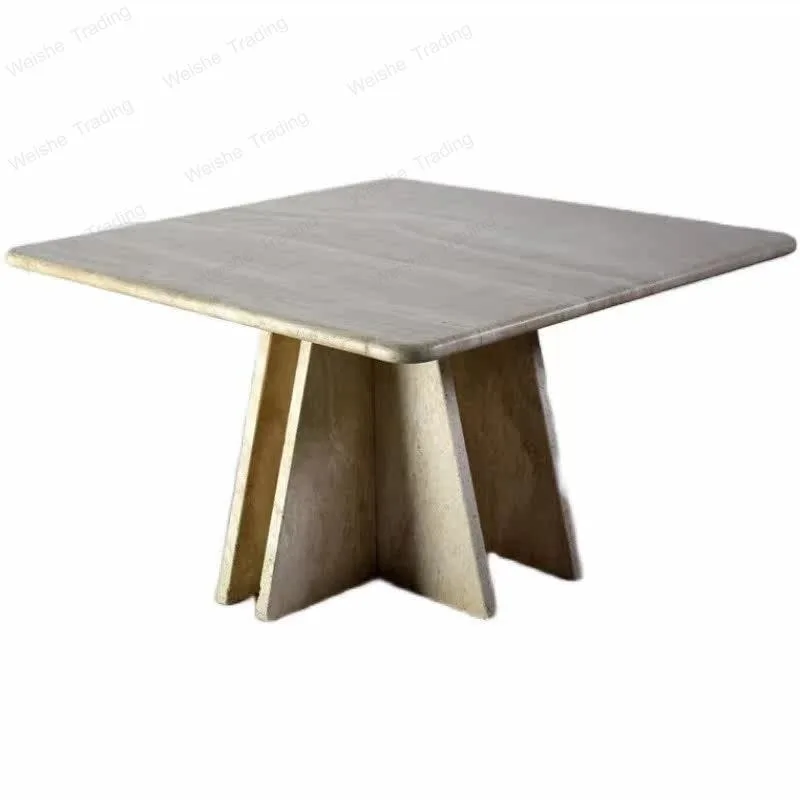Furniture Fashion Light Luxury Yellow Travertine Living Room Coffee Table Creative Marble Model Room Coffee Table