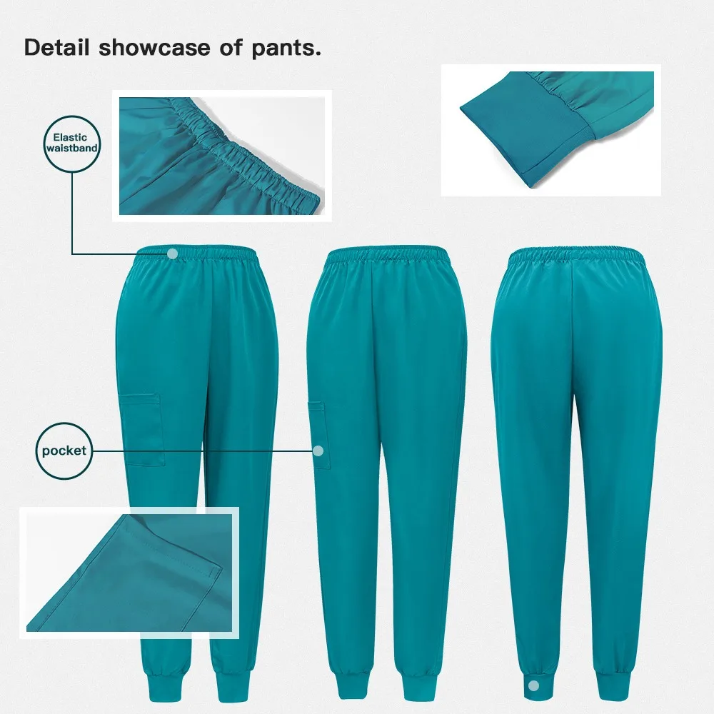 أحدث الزي الجراحي امرأة الطبية ممرضة فرك مجموعة صالون تجميل عمال الطبيب السريري الحيوانات الأليفة ملابس العمل التمريض الملحقات