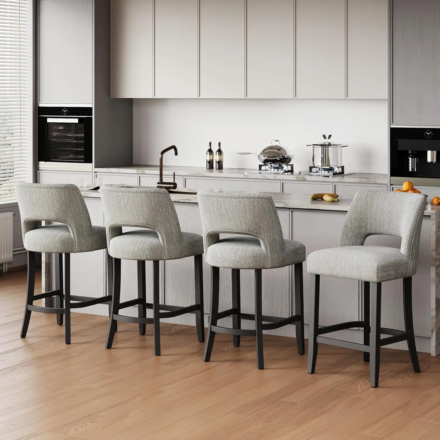 

Набор из 4 барных стульев высотой 26 дюймов, с обивкой и черными деревянными ножками, современные барные стулья, на заказ