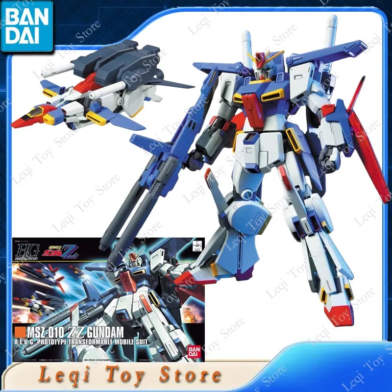 Bandai Original genuino HG 1/144 MSZ-010 ZZ GUNDAM figuras de acción de Anime juguetes niños niñas niños regalo montaje modelo adornos