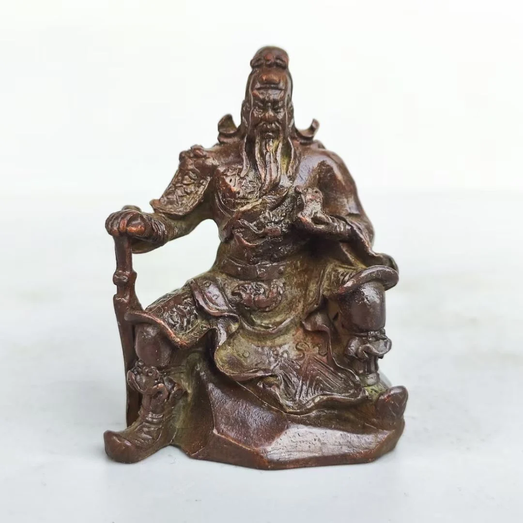 

Retro collection copper solid Guan Gong tea pet study room retro shelf decoration Guan Er Ye statue