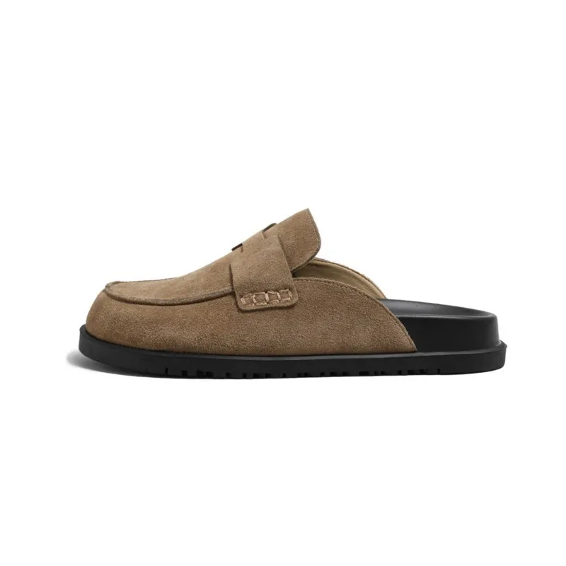 

Genuine leather flip-top half-slipper, new Spring/Summer 2025 couple's outerwear soft-soled thick-soled lazy shoes