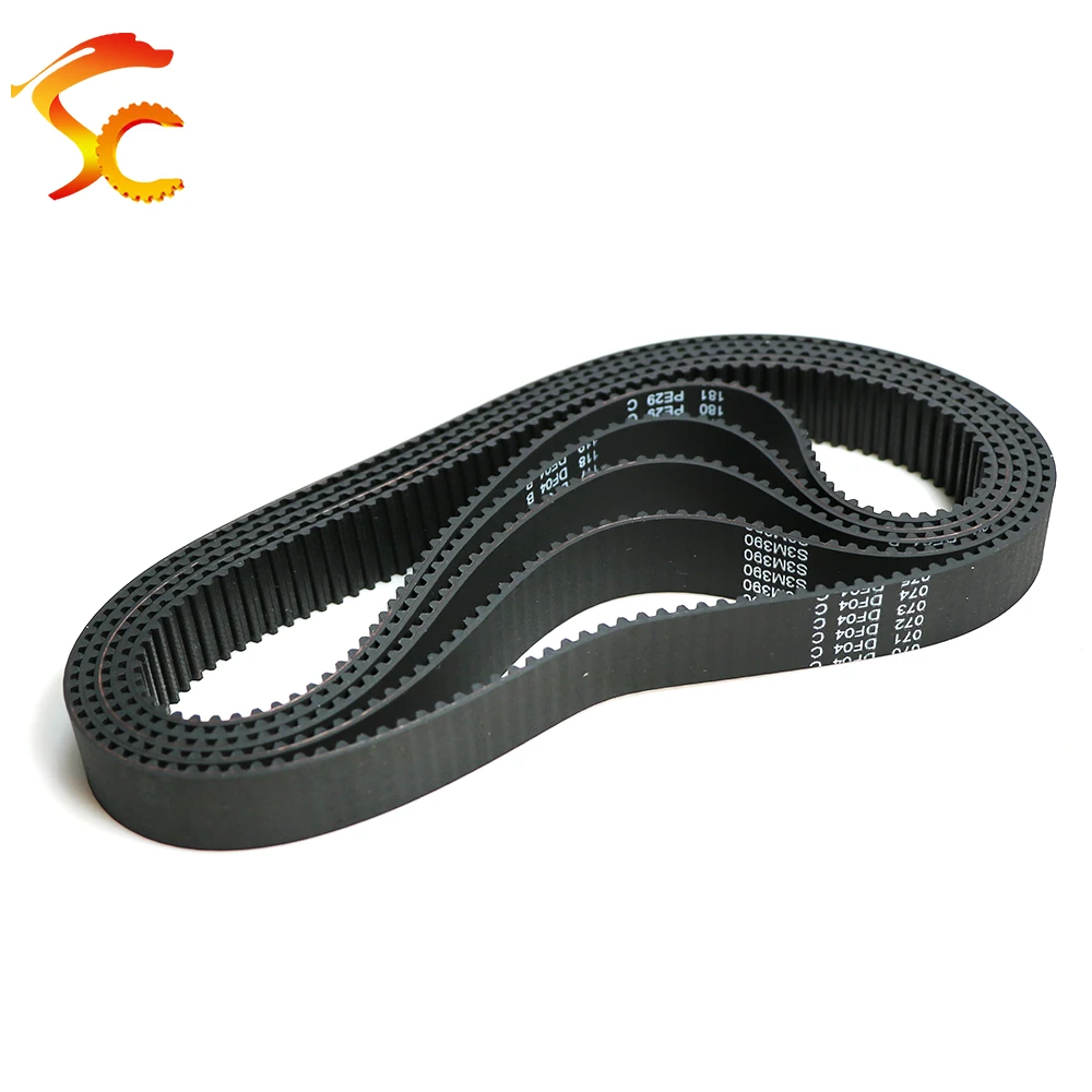 Onetime-fechado laço de borracha Drive Belt, S3M correia dentada, largura 6, 10, 15mm, comprimento 384, 390, 393, 396, 399 milímetros