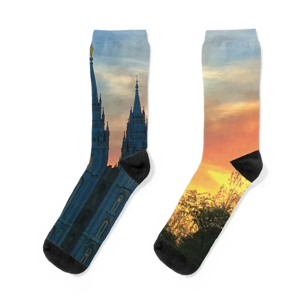 Temple at Sunset by Jerald Simon (Music Motivation - musicmotivation.com) Socks Men's winter Women Socks Men's