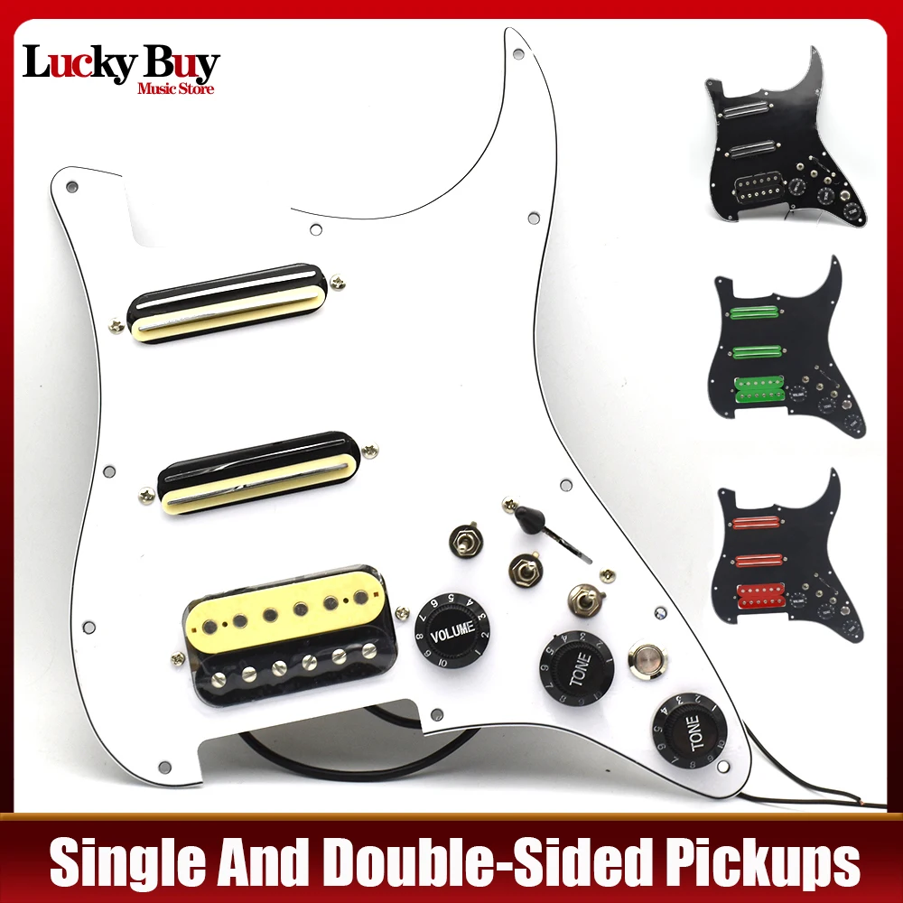 Cablagem de pickguard de guitarra SSH carregada pré-fiada + interruptor de silêncio ST guitarra elétrica captador de bobina dupla preto branco