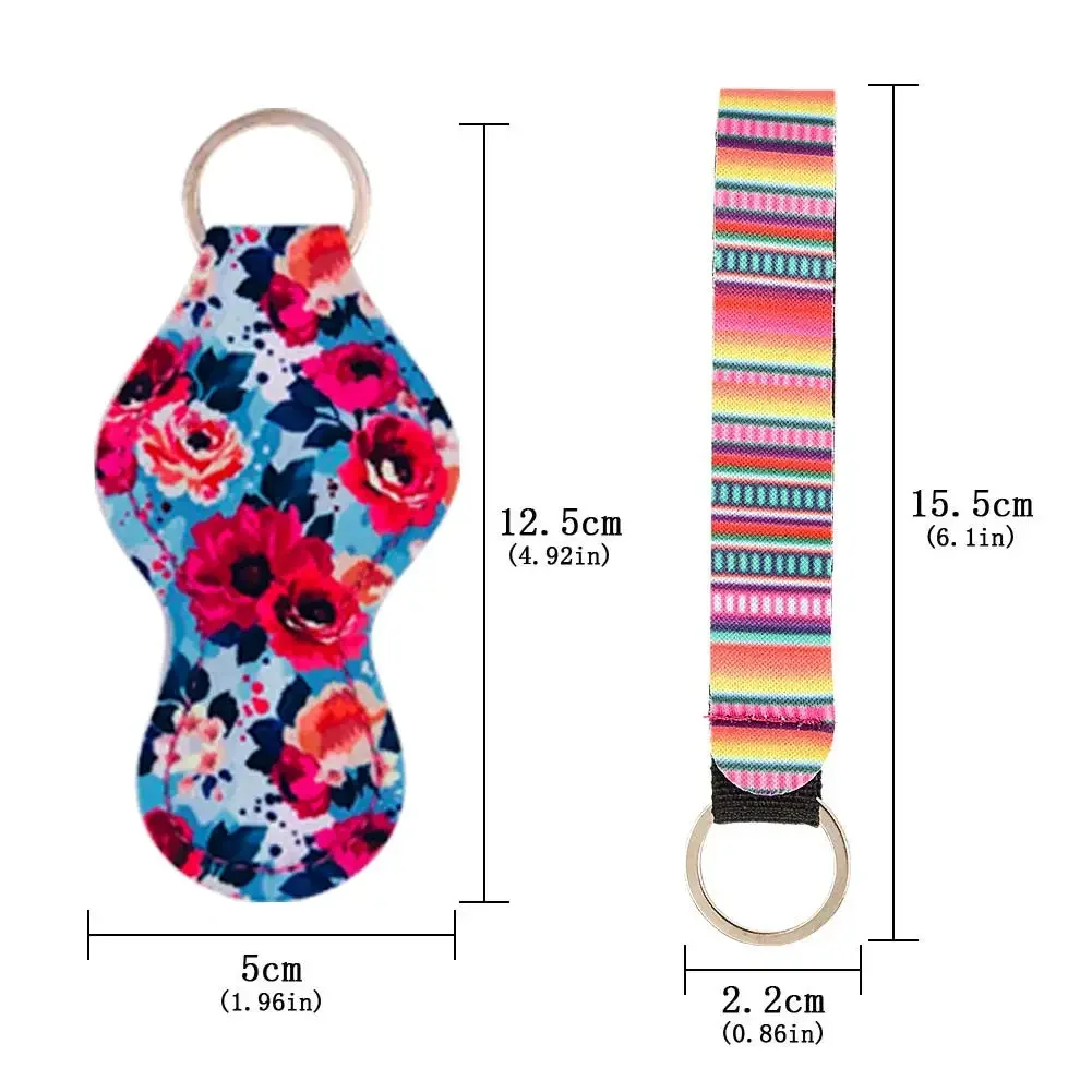10pc Lip Balm/Chapstick Holder Keychain 10pc Wristlet Lanyards Neoprene Lipstick Protective Cases Cover Portable Balm Holders