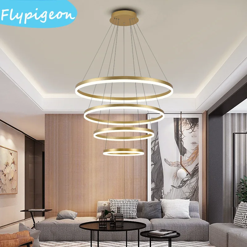 Luxe Ronde Ring LED Plafondverlichting Kroonluchters Moderne Hanglamp voor Woonkamer Eetkamer Trap Home Decor Verlichting