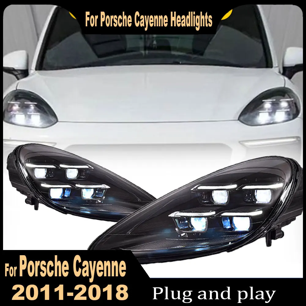 Car Accessories For Porsche Cayenne Headlights 2011 2012 2013 2014 2015-2018 958 LED Laser Matrix HeadLamps Upgrade 2024 Style