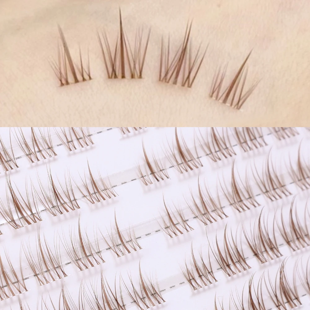 10 Rows Black Brown Eyelashes Cluster Individual 3D Fluffy Fairy Fake Lashes Segmented Natural Manga Eyelashes Extension Makeup