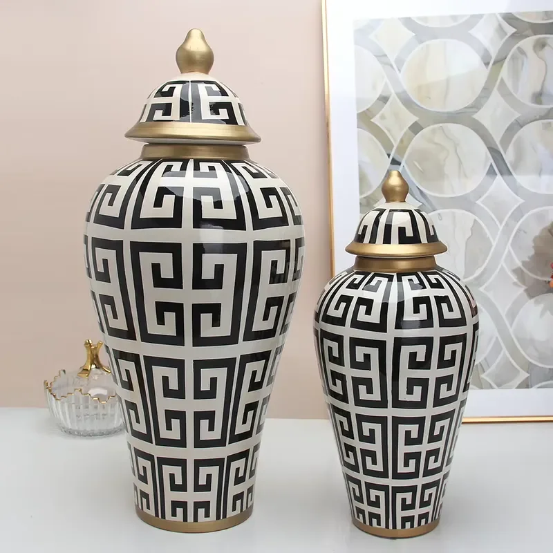 J027 J065 J084 Vintage Shabby Chic Ceramic Ginger Jar Manufacture Other Home Decor Factory Price Beige Floor Vase Sets
