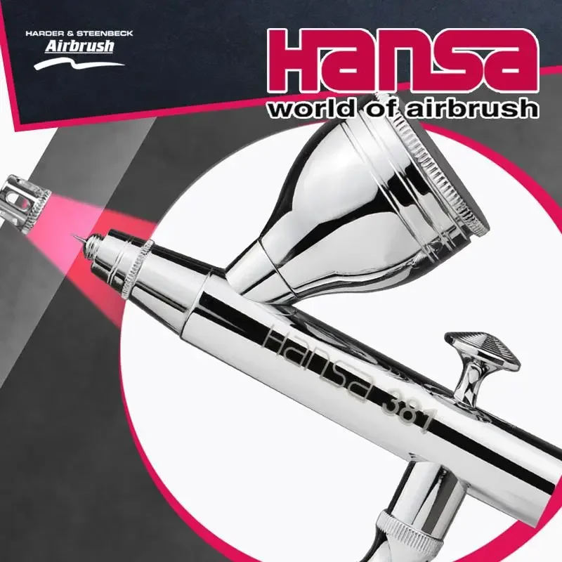 HARDER & STEENBECK - HANSA Aerografo 381 GRAVITY FEED AIRBRUSH - 0.3MM NOZZLE & 5ML CUP