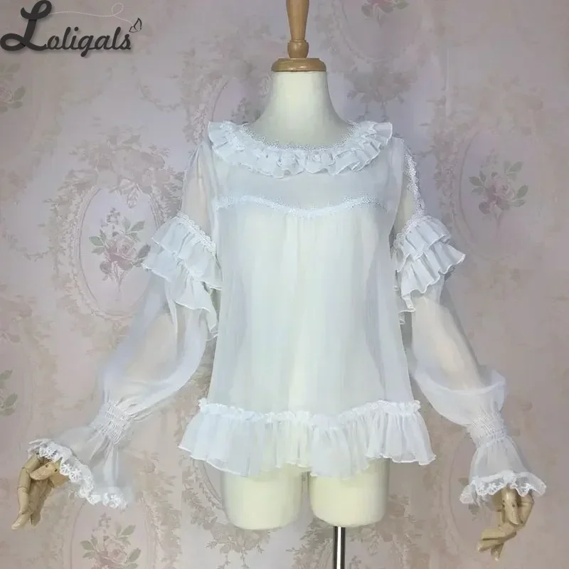 

Sweet Women's Sheer Chiffon Blouse Long Sleeve Top for Summer by Yiliya