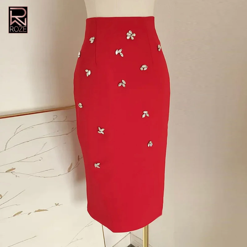 مجموعة فساتين أنيقة بأكمام قصيرة - تنورة نسائية فاخرة برقبة دائرية مطرزة مكونة من قطعتين لمجموعات تنورة الارتداء اليومي