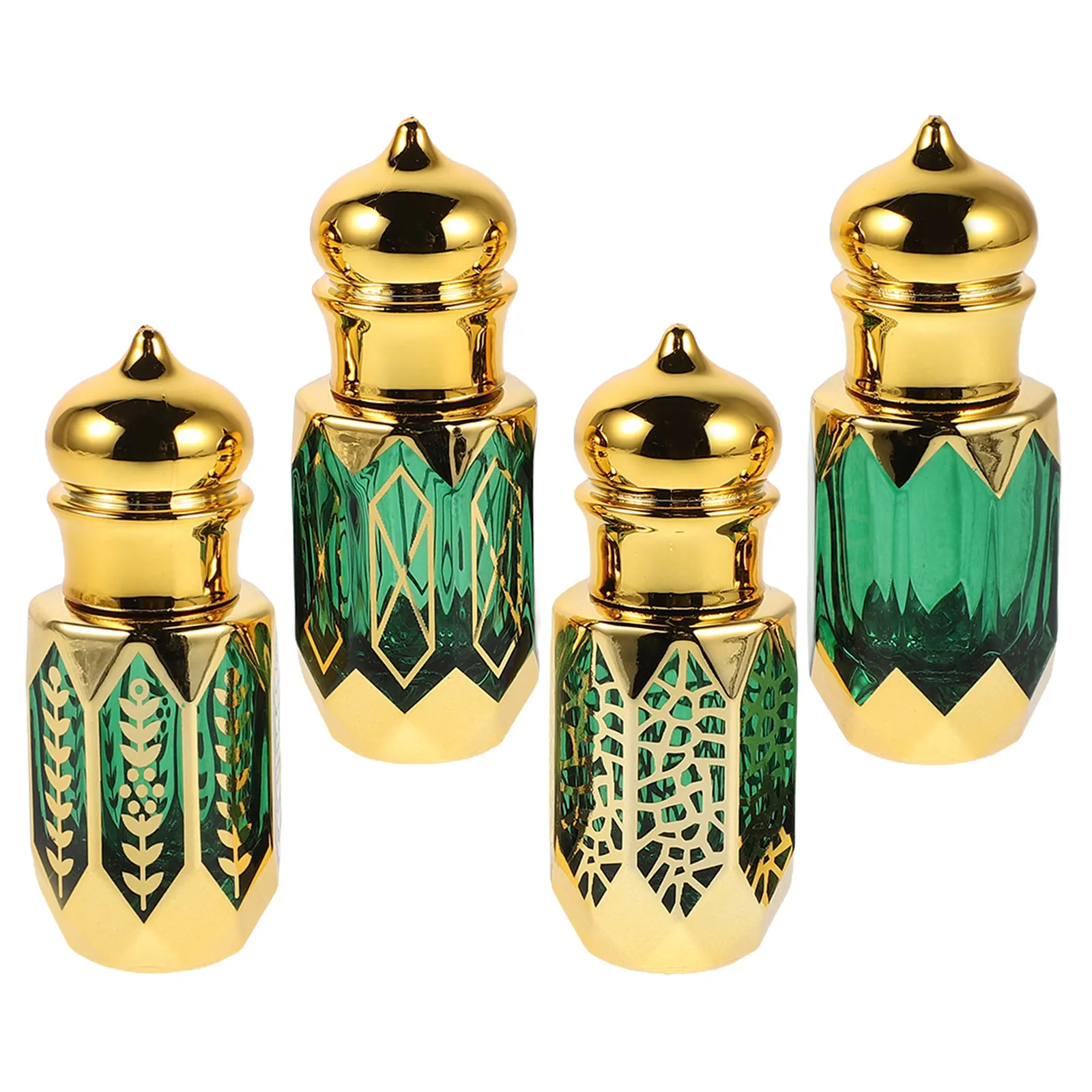 Botellas de aceite esencial de 4 piezas, botellas de perfume portátiles de vidrio recargables, contenedores de muestra de viaje de 6 ml, dispensador de aromaterapia