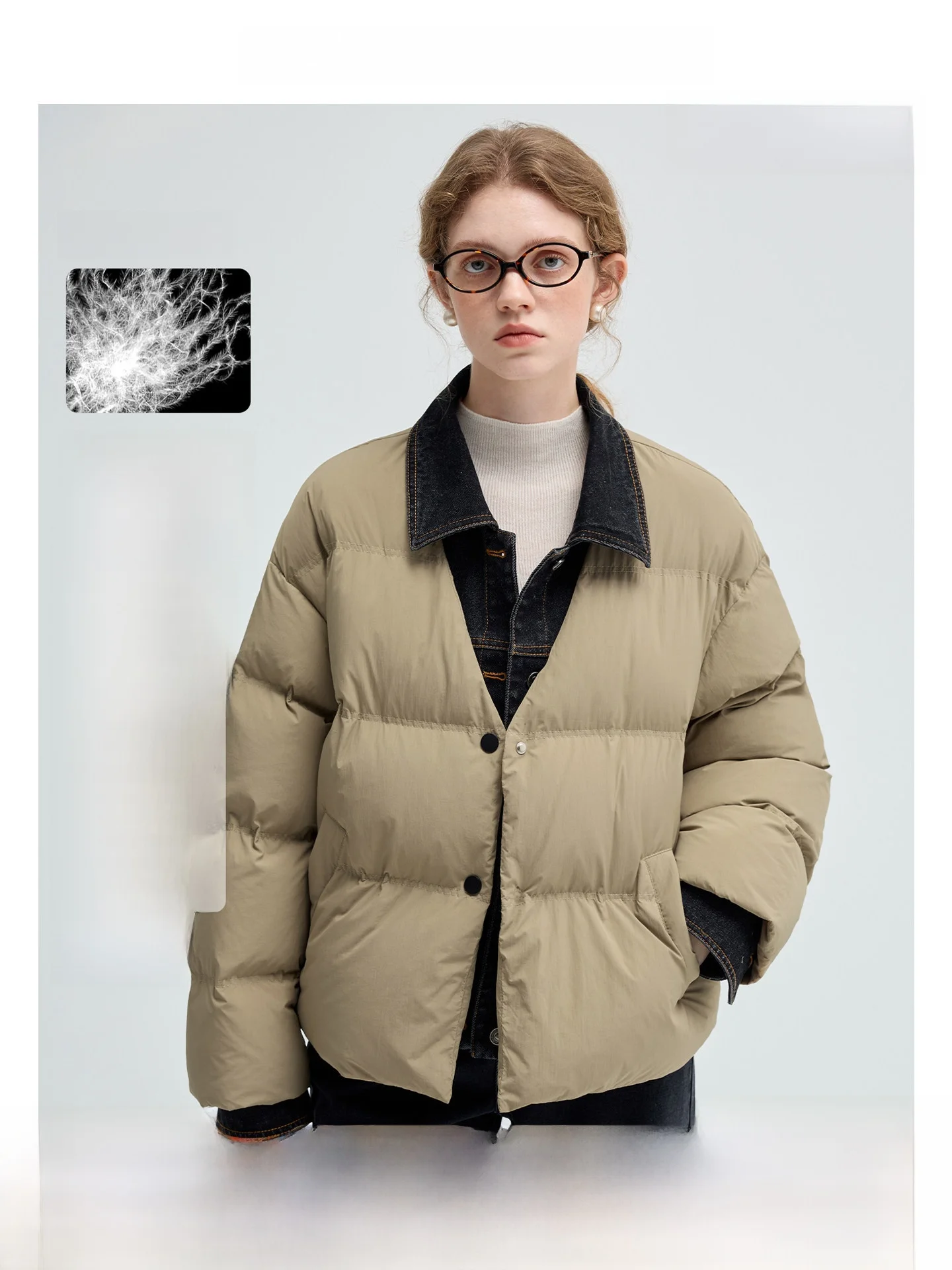 

VEGA CHANG Женская джинсовая одежда Du down Jaet Thi Warm Straight Cut Commute Sle No Hat Двухслойный воротник Чистый цвет