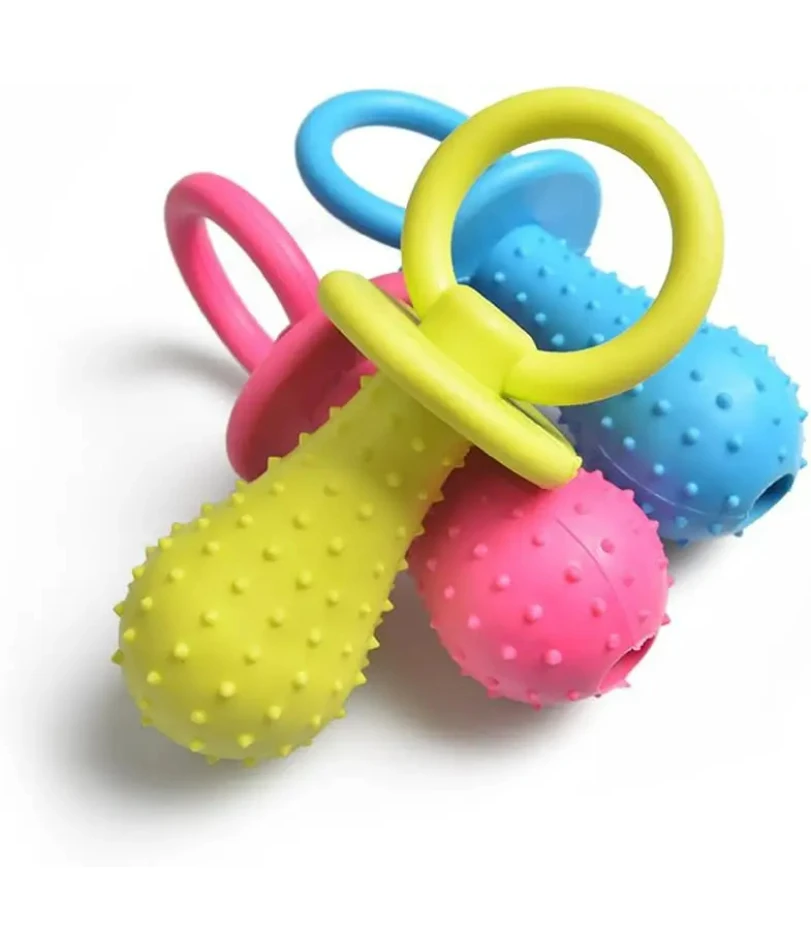 

Pet Rubber Pacifier Dog Toy Interactive Rubber Soother Pet Dog Cat Puppy Elasticity Teeth Dog Chew Toys Tooth Cleaning Toy