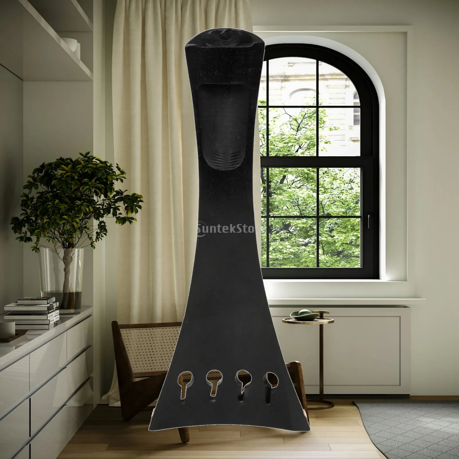 Durable Ebony Violin Tailpiece with Smooth Surface for String Instrument Bridge and Pegs Replacement