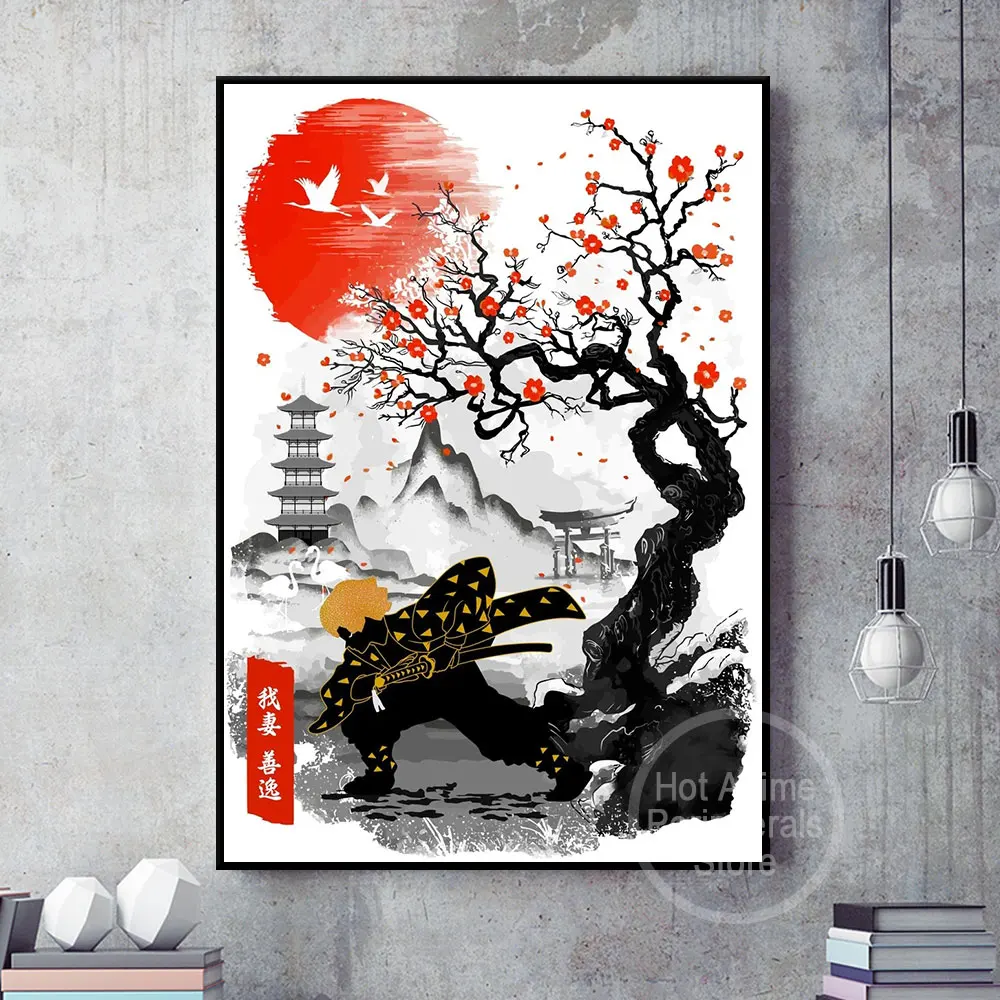 شيطان القاتل أنيمي أرقام Tanjirou Inosuke قماش المشارك ل جدار يطبع الفن غسل اللوحة غرفة ديكور صورة جدارية الهدايا #4