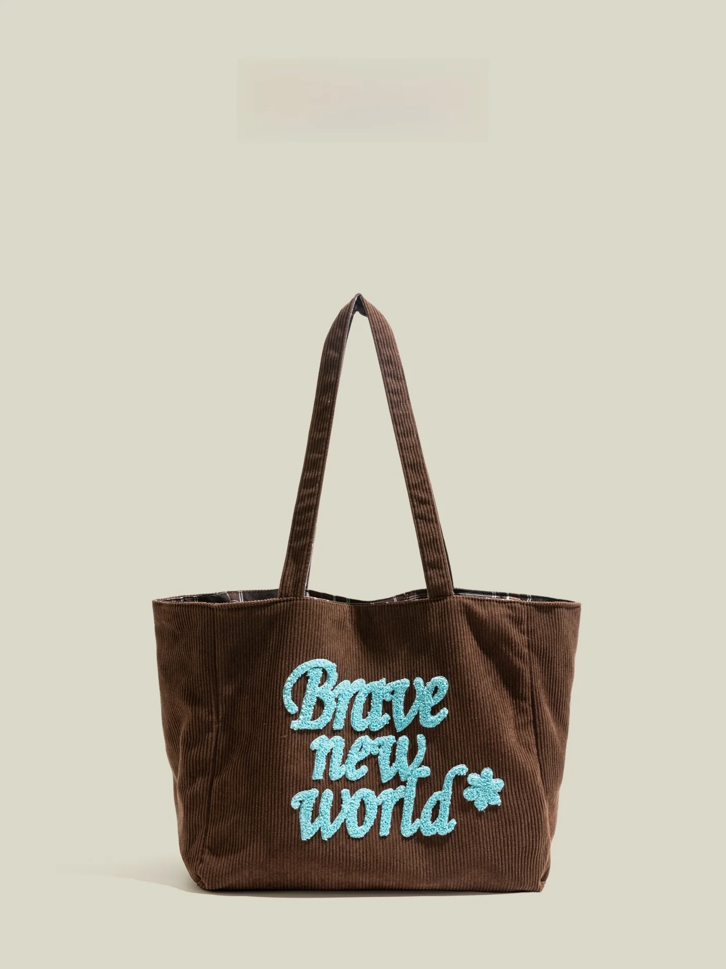 

Faionable Korean Sle Embroidered Letter Corduroy Handbag Autumn Winter Single oulder Bag Casual Simple Sle Tote Bag