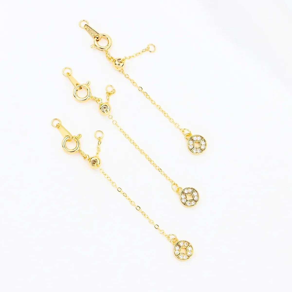 18K مطلي الذهب الحقيقي قابل للتعديل سحب سستة النمط الصيني النحاس عملة قلادة التشطيب العالمي DIY بها بنفسك مجوهرات اكسسوارات #5