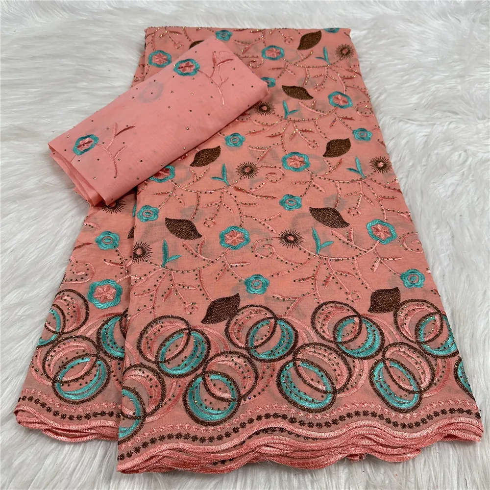 New Swiss Voile Lace African Cotton Lace Fabric with Stones 2025 High Quality Nigerian Cotton Lace for Women Dress Sew 31A23