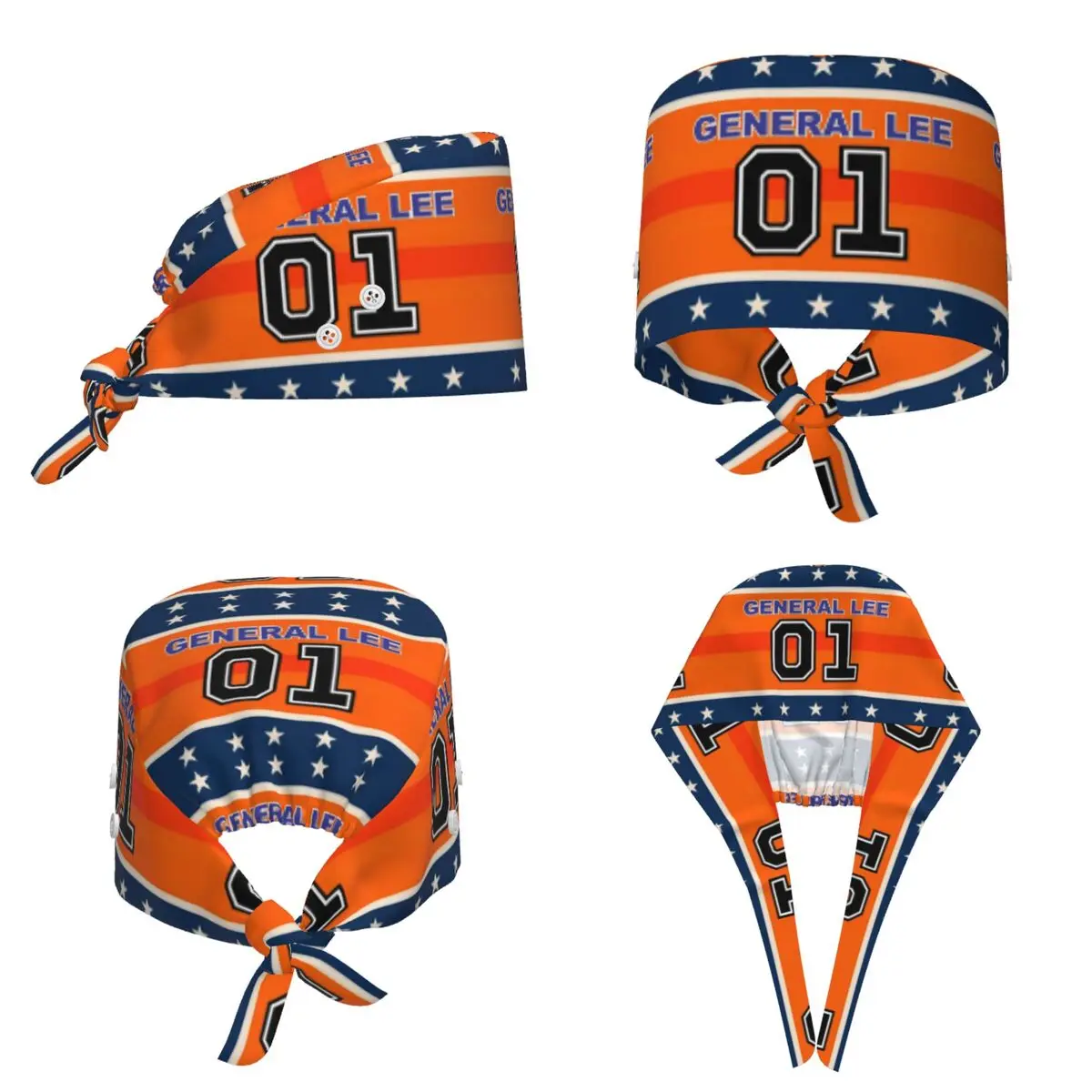Dukes Of Hazzard Good Ol' Boys Racing Car 01 General Lee Scrub Hat Doctor Working Surgical Cap Men Women Adjustable Nursing Caps