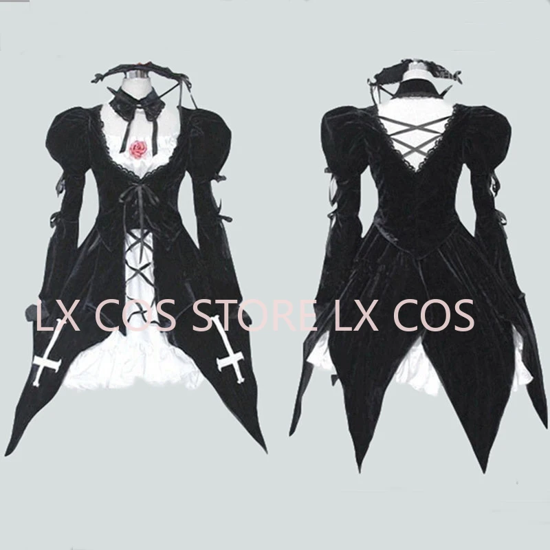 Anime Rozen Maiden Suigintou Mercury Lampe Black Dress Cosplay Costume Customized size