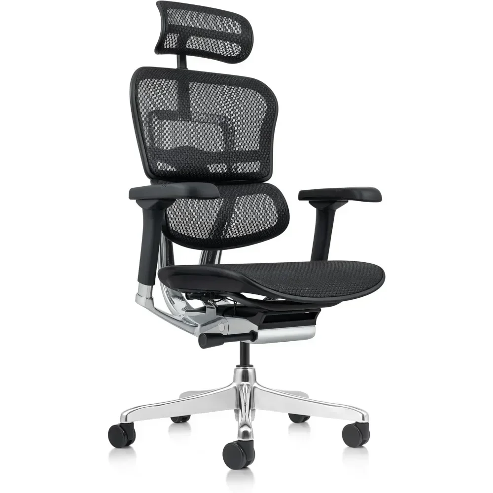 

High Back Black Mesh Office Chair with Adjustable and Flexible Lumbar Support – Headrest, Seat Slider, Armrests