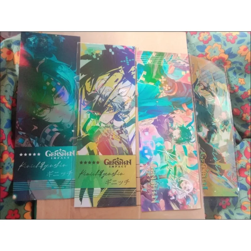 4 unids/pack Anime juego láser billete marcador Rectangular Kinich Turnfire Hunt LOMO postal regalo de cumpleaños