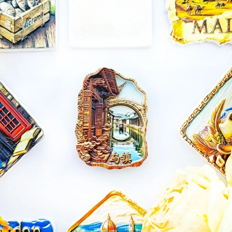 Wuzhen Landmark Fridge Magnet - 3D Water Town Souvenir Ancient Canal & Wooden House Decor Unique China Gift