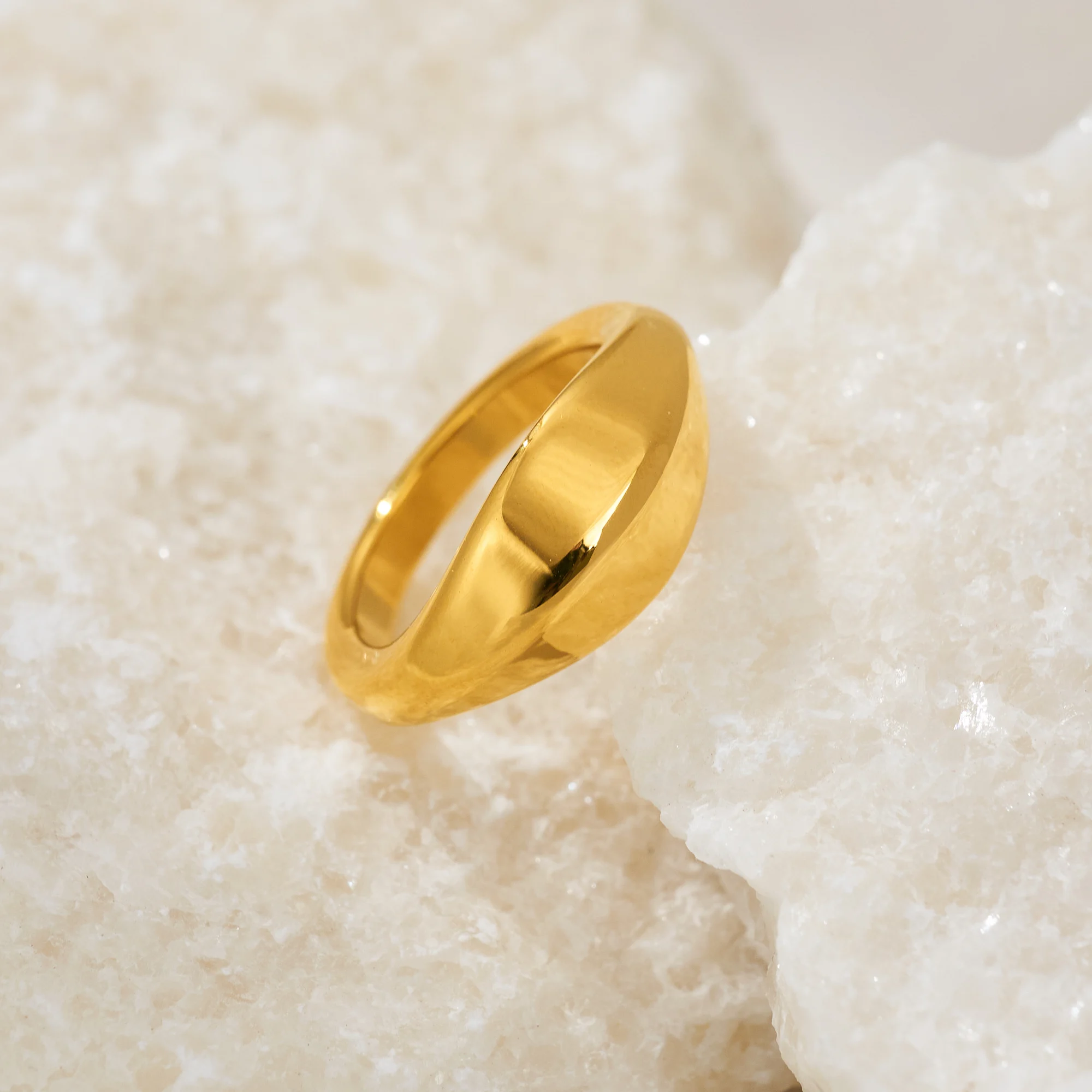 DASEIN INS Trendy Unique Irregular Unisex Rings Stainless Steel 18k PVD Gold Plated Cool Exquisite Fashion Model Jewelry Gifts