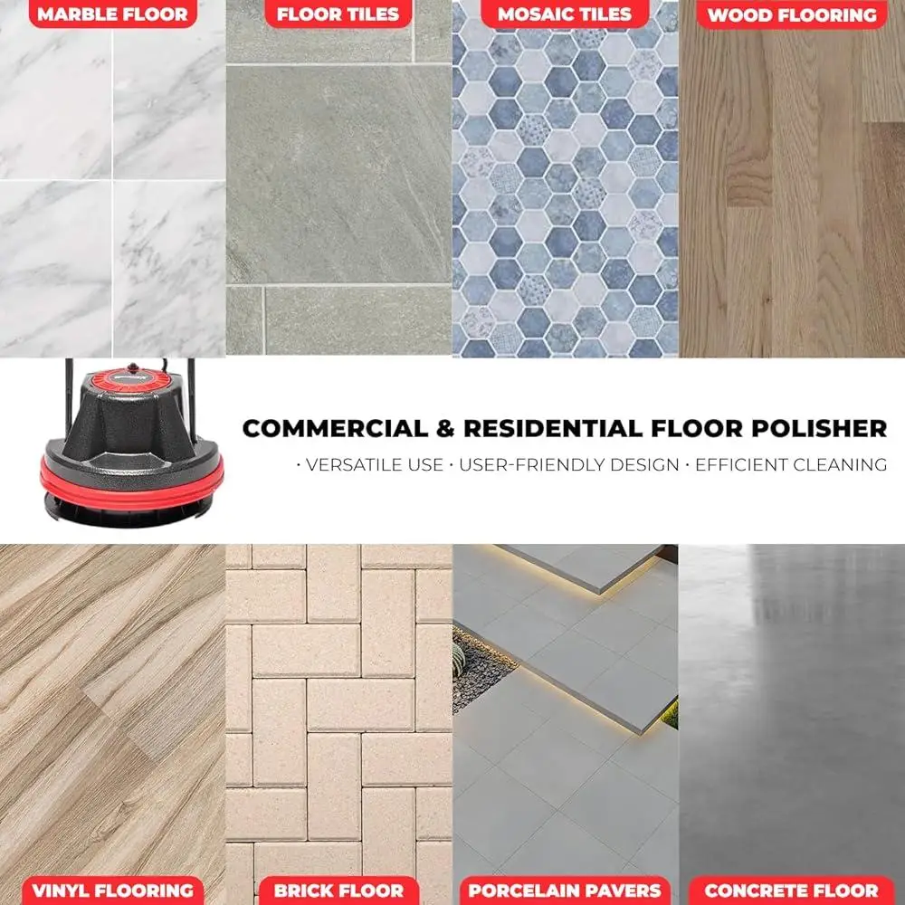 10 นิ้ว Heavy Duty Floor Polisher Commercial Cleaner ทําความสะอาดพรม Orbital เครื่องขัด 39ft สายไฟหลายพื้นผิว