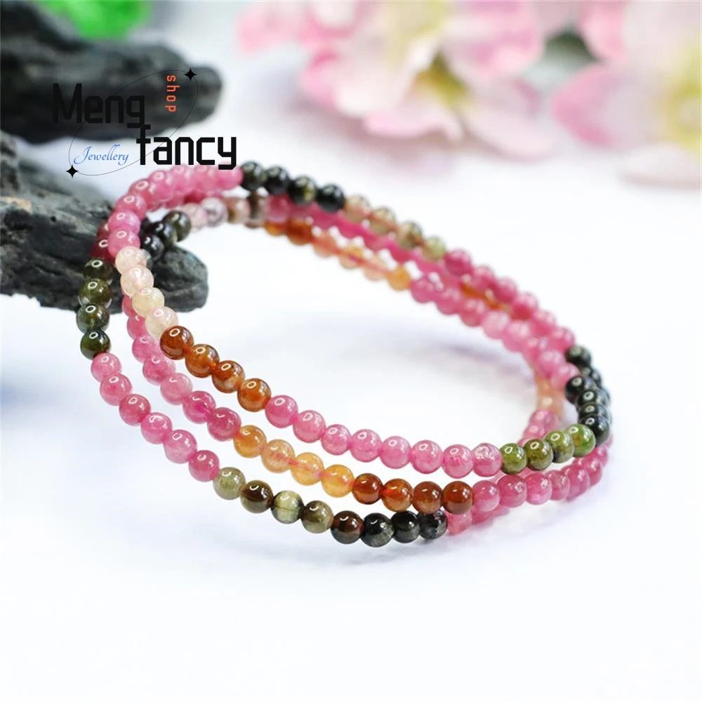 Natural Tourmaline Bracelet Rainbow Exquisite Elegant Simple High-grade Brazilian Crystal Coloured Treasure Fashion Fine Jewelry