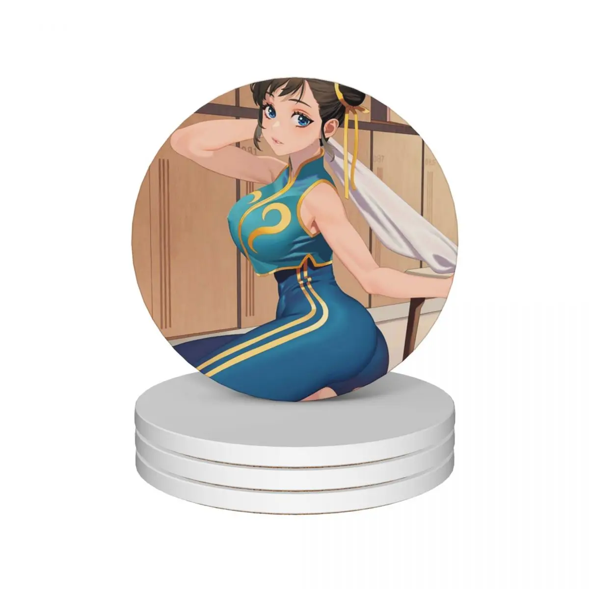 

Chun Li Locker Room Ceramic Coasters (Set of 4) tea cup holders for drinks aesthetic cup set Coasters